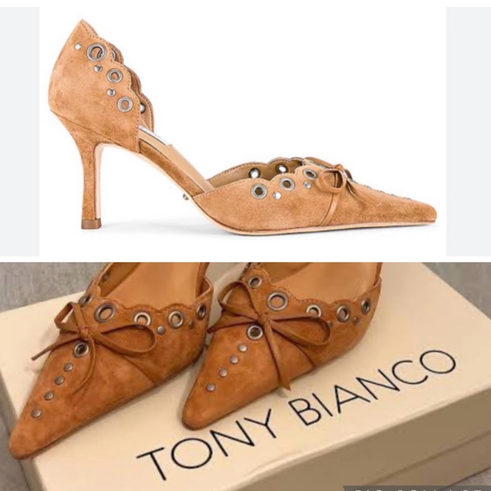 NWT TONI BIANCO Australia Butterscotch Suede Safari Women's Heels sz 10